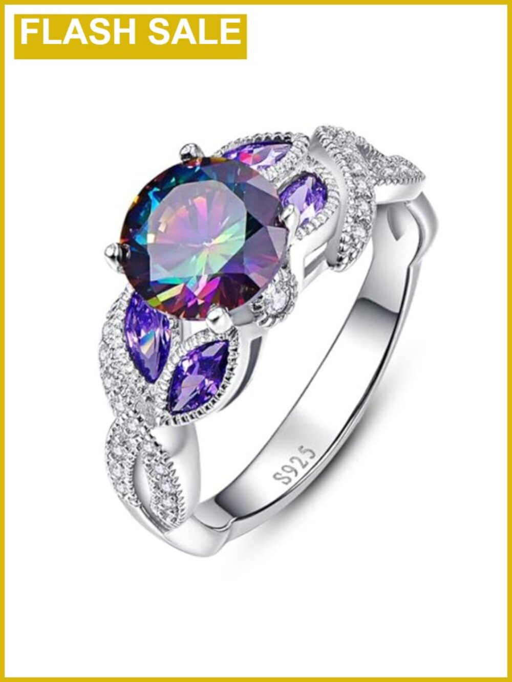 925 Sterling Silver Vintage Twisted Engagement Ring Marquise CZ